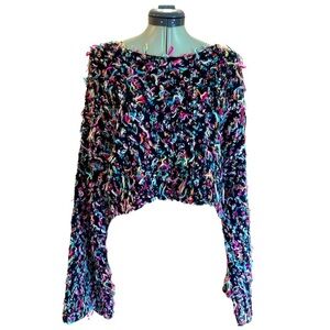 Urban Outfitters Multicolor Cropped Bell Sleeve Sweater